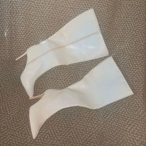 White knee high boots